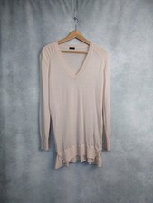 JOSEPH JUMPER FITS APPROX 10. LONG LINE KNITTED V NECK TOP DELICATE SHEER PEACH