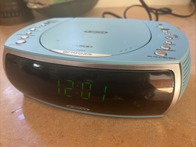 Jensen Sky Blue Modern Home CD Tabletop Stereo Clock Digital AM/FM Radio