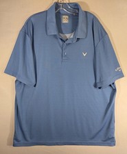 Callaway Shirt Mens 2XL Blue Opti Dri Golf Polo Geometric Pattern Short Sleeve