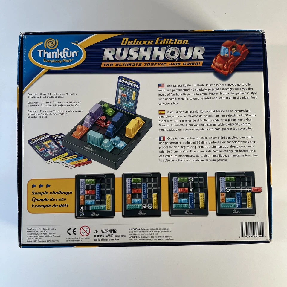 ThinkFun Rush Hour Deluxe Edition Puzzle Game 60 Challenges Ages 8+ Metal Cars - Image 2 of 4