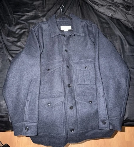 Filson 100% Virgin Wool Mackinaw Cruiser 110NA48 Navy Jacket Coat USA Size 48 image 3