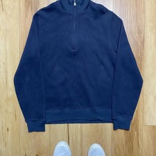Ben Sherman Quarter Zip Sweater Mens Size Medium Navy Blue Preppy Dadcore