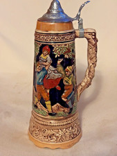 Vintage 13" Lidded German-Style Beer Stein (Made in Japan by Kate Kogei)