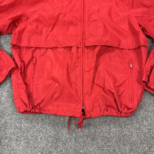 Vintage Eddie Bauer Jacket Mens XL Red Nylon Hooded Mesh Lined Windbreaker image 3