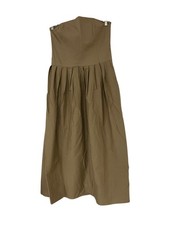 Zara Womens Strapless Midi Dress Large Khaki Off Shoulder Pleated 3067/271 NWT