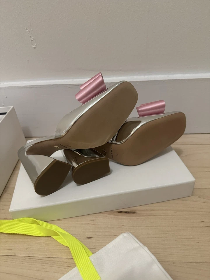 GIAMBATTISTA VALLI - 100 мм поп бант кожи и атласные насосы - розничной $1300 - Изображение 3 из 4