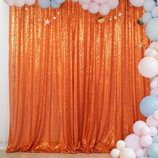 Photobooth Backdrop 4FTx7FT Orange Sequin Curtain Wedding Party Decoration