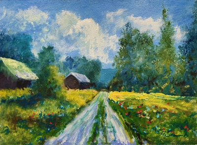 #ad Original Oil Painting Landscape 12x16 Rural Road Farm Impressionist Art $87.17