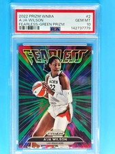 2022 Panini Prizm WNBA Fearless Green Prizm A'ja Wilson #2 PSA 10 LV ACES
