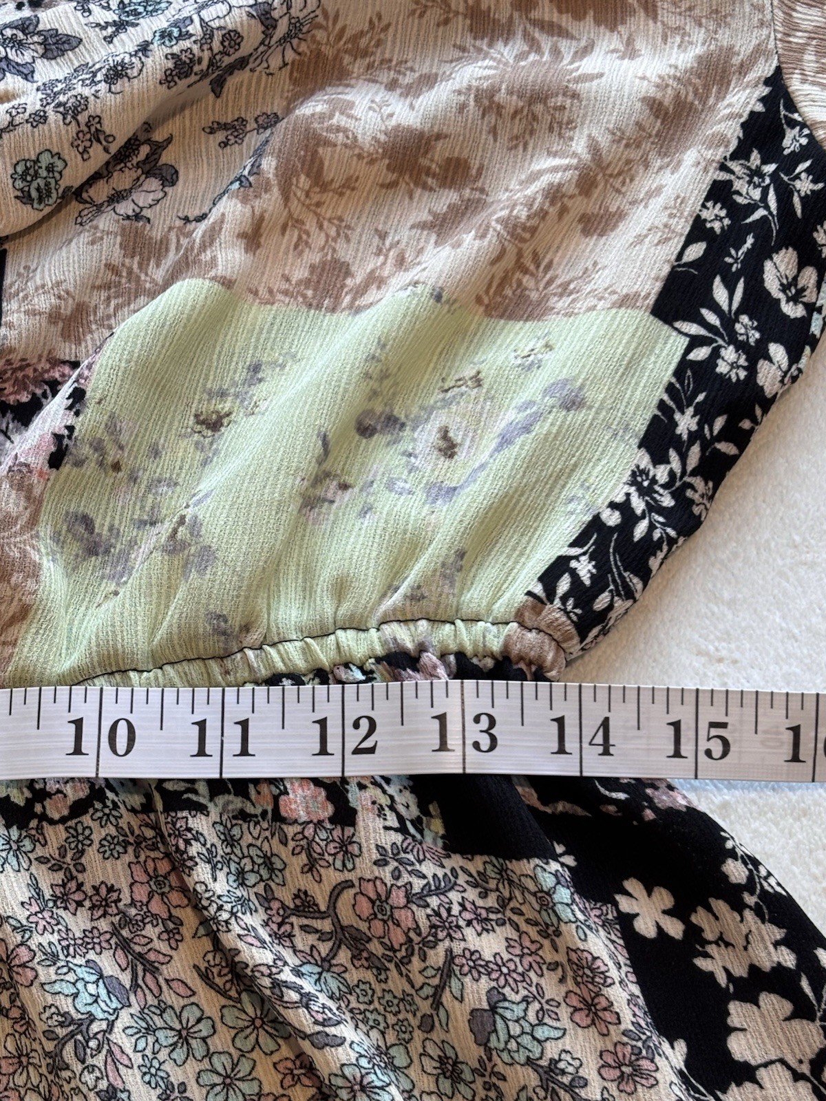 Eclair Womens Blouse Top M Patchwork Print Short … - image 9