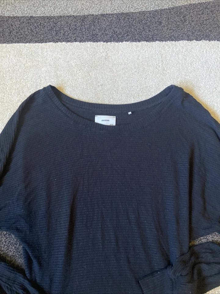 Top Joah Brown Mujer Talla Única Negro Manga Larga Acanalado Tejido Informal Foto 2 de 4