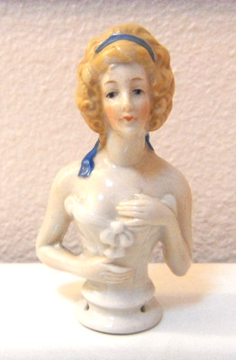antique porcelain marked German made half doll flapper style
