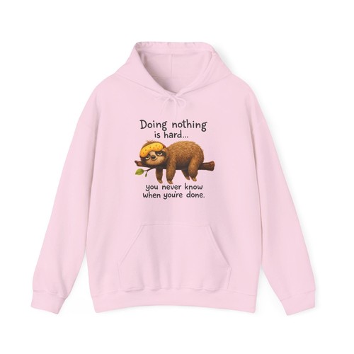 Sloth Hoodie Cozy Pullover: Relaxed Humor Sweatshirt, Soft Cotton Blend |