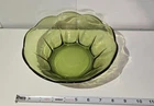 ​Vintage Anchor Hocking Avocado Green Glass Bowl Scalloped Edge Paneled 8.5"