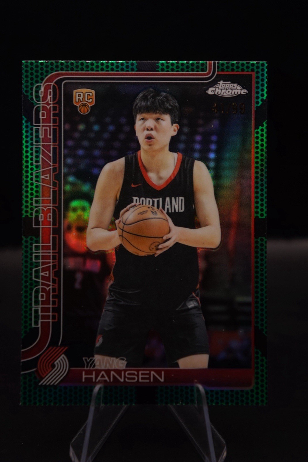 2025-26 Topps Chrome - Yang Hansen #266 Green Refractor /99 (RC)