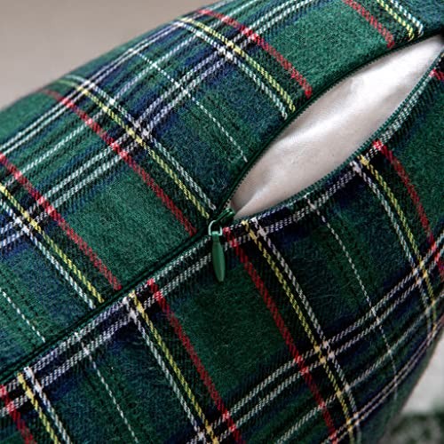  Christmas Green Tartan Plaid Throw Pillow Covers 18" x 18" (Pack of 2) A-green