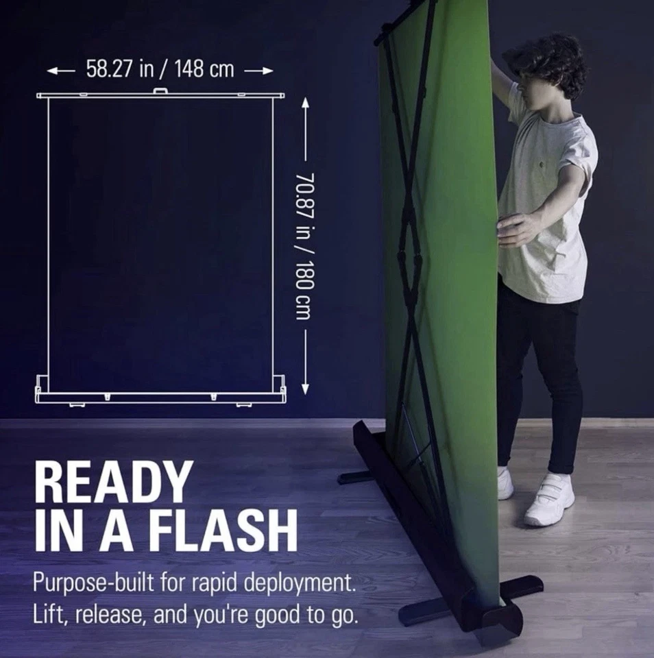 Elgato Green Screen, Retractable,  Chroma Key,  58.27” x 70.87” 20GAF9901 - Image 2 of 2