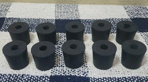 10 Solid Black Rubber Tapered Stoppers With Hole 1 Inch With 3/8 Inch Hole 