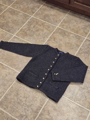 Karen Scott Vtg Grey Wool Cardigan Sweater Girl's Size Large