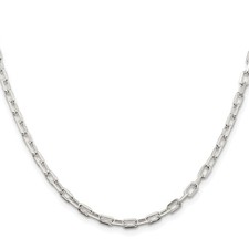3.75mm Long Link Cable Chain Necklace 18 inch Rhodium-Plated 925 Sterling Silver