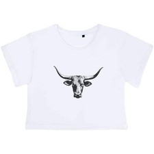 "Longhorn Bull" Damen Baumwolle Crop Tops (CO050875)