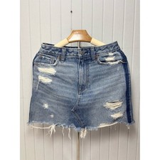 Abercrombie  Fitch ZOE Natural Rise Vintage A-Line Light Blue Denim Skirt 26