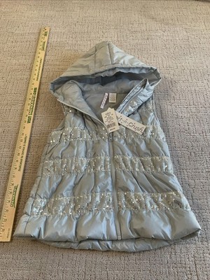 Heart n Crush Girls Size Large Puffer Vest Bling Sequined With Hood.NWT