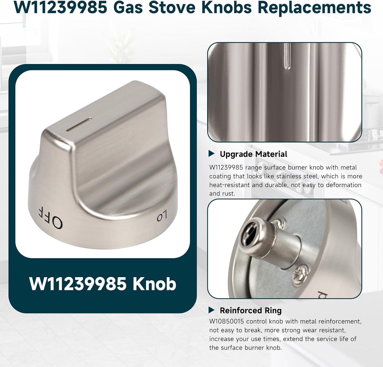 W11239985 W10850015 Gas Stove Knobs (1PCS) Replace W11032553 Control Knob, Compa