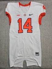 Clemson Tigers Football Jersey Mens 38 L White Game Used Team Issue Nike #14