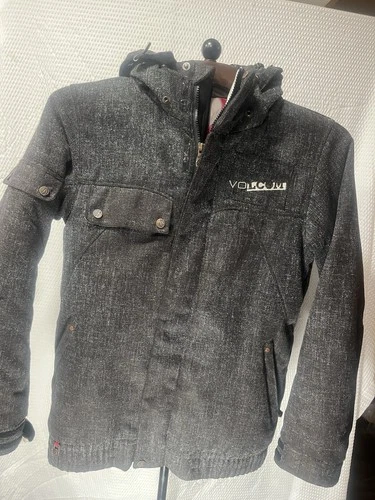 Volcom Men's Gray Hooded Insulated Jacket Twill Zip/Button Regular Fit M - product listing photo
