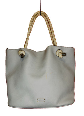 Abbacino Gray Rope Handle Tote Bag Nautical Coastal Shoulder Handbag