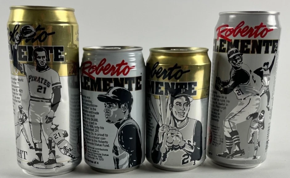 4 cuatro latas de cerveza vintage vacías Roberto Clemente Foto 2 de 4