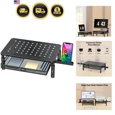 Monitor Stand Riser with Drawer Phone Holder Adjustable Desk Organizer