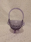 Vintage Fenton Wisteria Diamond Optic Amethyst Basket Purple