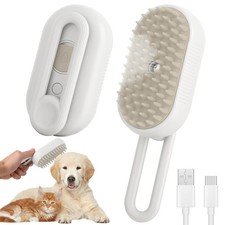 4-in-1 Cat Steam Brush Self-Cleaning Pet Grooming Comb for Shedding Hair Tan XL