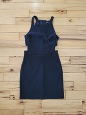 Vintage Express Y2K Sheath Dress Cutout Size Small Black Streetwear Biker