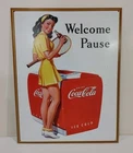 Coca-Cola Welcome Pause Tin Sign Vintage Ad Style Tennis 16"x12.5"