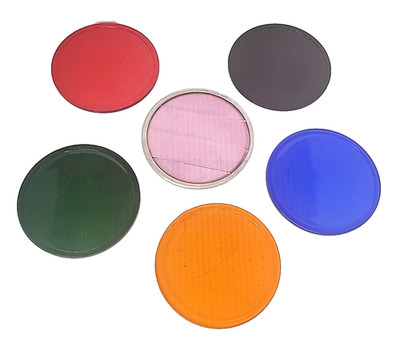 Vintage Set of 6 Colored Glass Signal Lenses Kopp 4.75'' Railroad Industrial