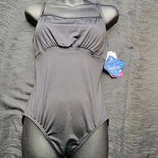 Motionwear Black leotard Ruched Front Detail V-neck Front/Back Open Back SZ XL