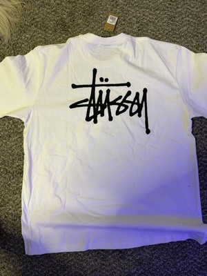 STUSSY White Basic T-Shirt Size XL Brad New