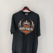 Harley Davidson ODM Authentic Heavenly Divine Son Jesus Christ Tee Black SZ XL