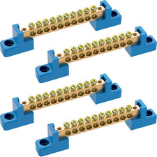 5 Pack 12 Positions Brass Terminal Bus Bar Grounding Strip Green Block New