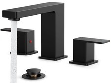 FORIOUS Black Bathroom Faucet 3 Hole, Matte 8 Inch Widespread,
