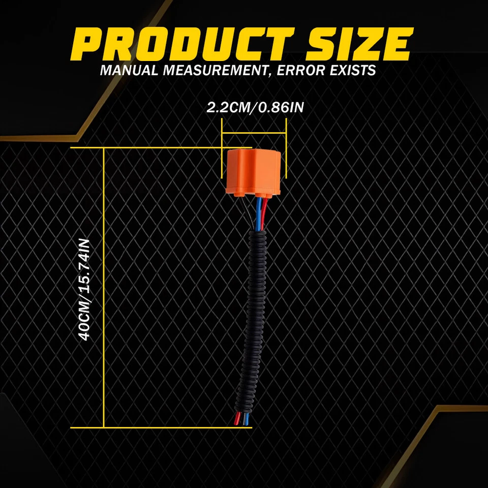 Female Ceramic S 9003 H4 Two Harness Head Light Bulb Plug Extension Wire Pigtail - Image 3 of 4