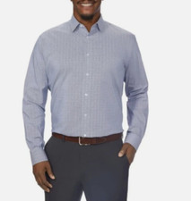 Calvin Klein Men  s Tech Active Stretch Dress Shirt, Blue Plaid, M 15-15.5-34/35 