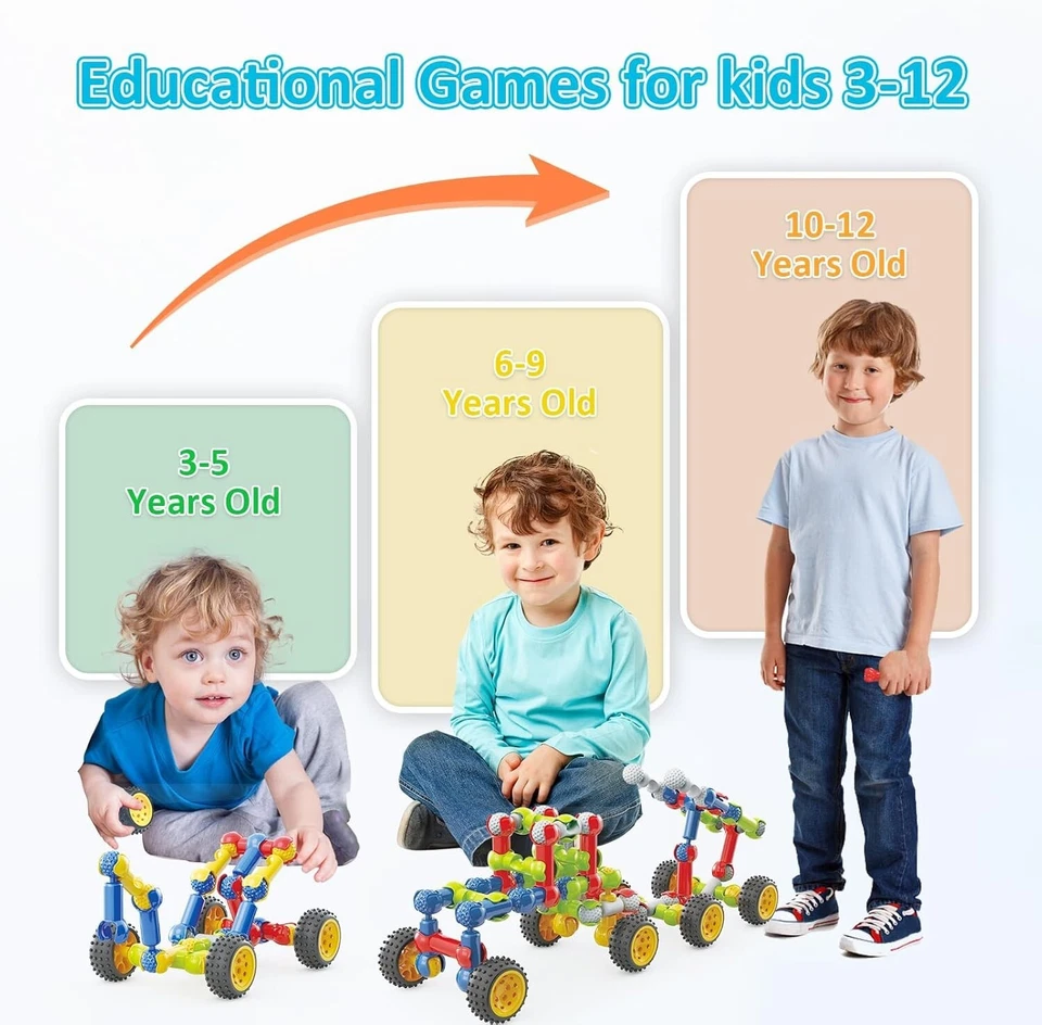 STEM Building Toys 180 pcs Educational Learning Toys  with Large Storage Box - Image 2 of 4