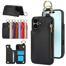 For iPhone 16 Pro Max 15 14 13 12 11 XR RFID Blocking Card Holder Flip Back Case