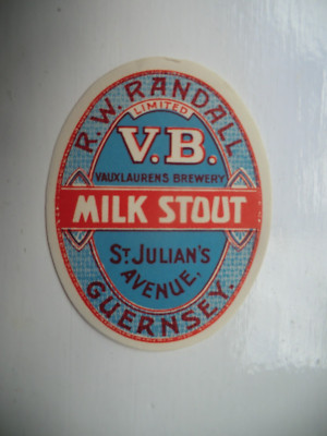 NEUWERTIGES RANDELL GUERNSEY MILK STOUT BRAUEREI BIERFLASCHENETIKETT