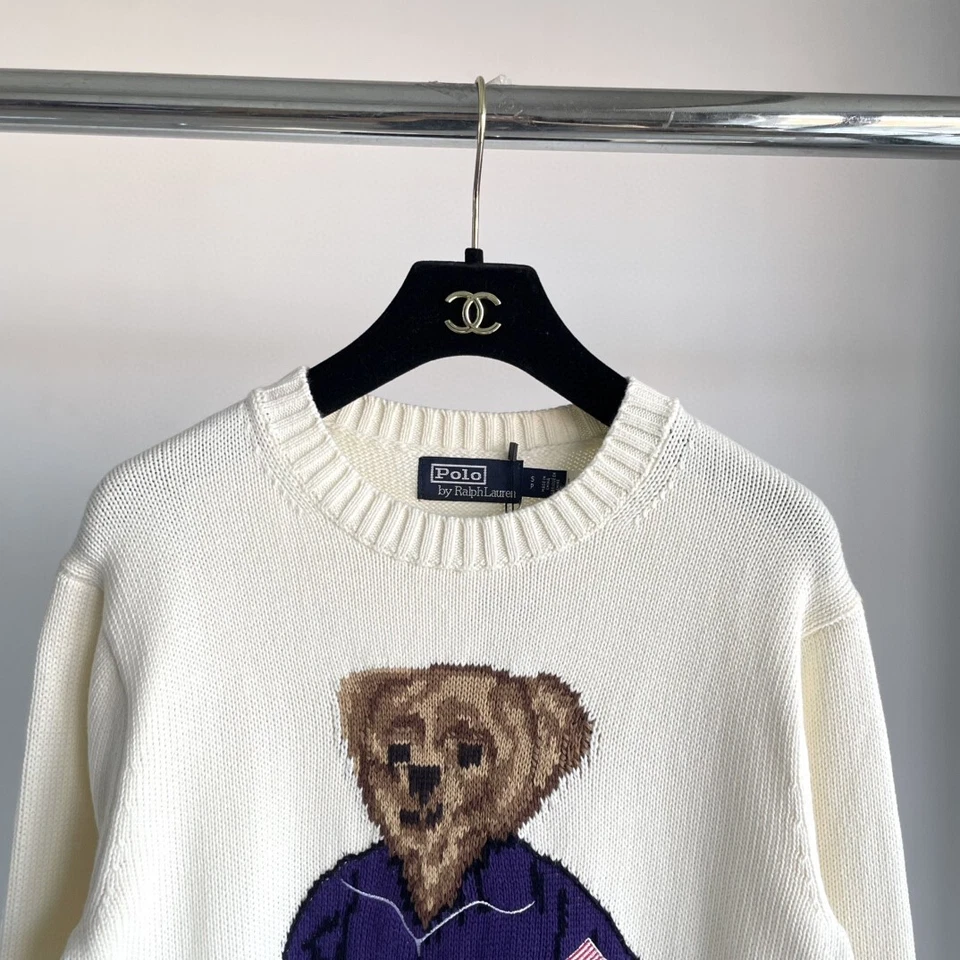 Polo Ralph Lauren Polo OSO Tejido BLANCO Suéter Jersey ALGODÓN MUJER M Nuevo Foto 3 de 4