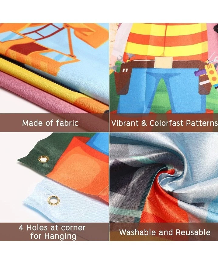 Constuction Truck Photo Banner For Birthday Party For Kids With Hanging Rope - Image 3 of 4